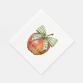 Serviette En Papier Rayures de ruban vert Pommes rouges (Coin)
