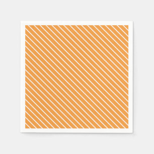 Serviette En Papier Rayures diagonales - orange et blanc