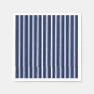 Serviette En Papier Rayures Élégantes Blanc - Bleu Nuit