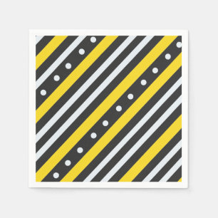 Serviette En Papier Rayures et bulles jaune noir