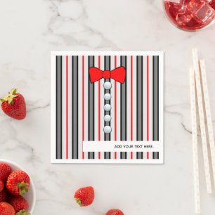 Serviette En Papier Rayures fines et nœud papillon rouge