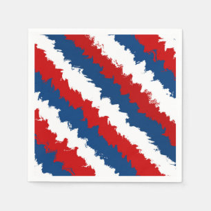 Serviette En Papier Rayures fraîches rouges, blanches et bleues