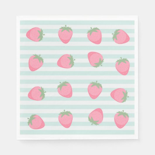 Serviette En Papier Rayures fraise rose (Devant)