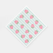 Serviette En Papier Rayures fraise rose (Coin)