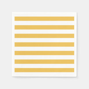 Serviette En Papier Rayures horizontales larges jaunes et blanches à