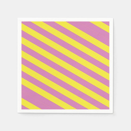 Serviette En Papier Rayures Jaune Rose (Devant)