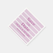 SERVIETTE EN PAPIER RAYURES LILAS STYLÉ SIMPLE ÉCRITURE SAVE THE DATE (Coin)