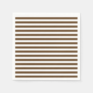 Serviette En Papier Rayures minces - blanches et brun foncé