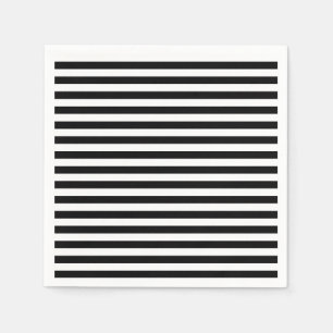 Serviette En Papier Rayures minces - noires et blanches