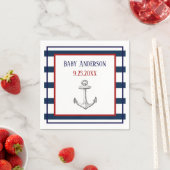 Serviette En Papier Rayures nautiques et Baby shower Ancre (En situation)