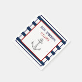 Serviette En Papier Rayures nautiques et Baby shower Ancre (Coin)