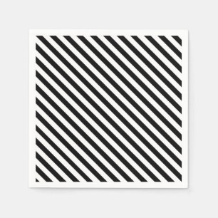 Serviette En Papier Rayures noires et blanches angulaires modernes