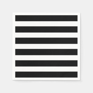 Serviette En Papier Rayures noires et blanches Fête rayée