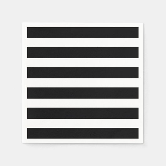 Serviette En Papier Rayures noires et blanches Fête rayée (Devant)