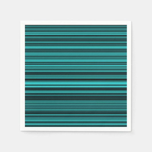 Serviette En Papier Rayures noires et sarcelle (Devant)