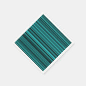 Serviette En Papier Rayures noires et sarcelle (Coin)
