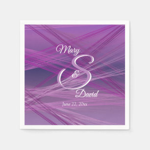 Serviette En Papier Rayures pourpres de mariage