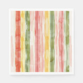 Serviette En Papier Rayures rose vert jaune (Devant)