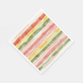 Serviette En Papier Rayures rose vert jaune (Coin)