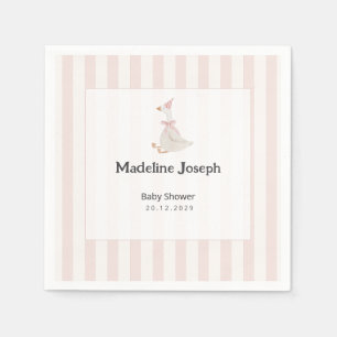 Serviette En Papier Rayures roses aquarelle Fille au canard Baby Showe