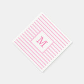 Serviette En Papier Rayures roses et blanches personnalisées avec mono (Coin)