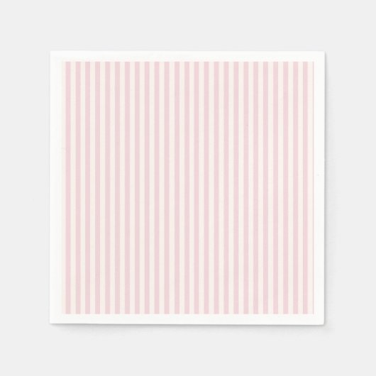 Serviette En Papier Rayures Simples - Douce Teinte Rose (Devant)