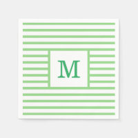 Rayures vertes et blanches Monogramme personnalisé