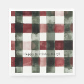 Serviette En Papier Rayures Vertes Rouges Anniversaire (Devant)
