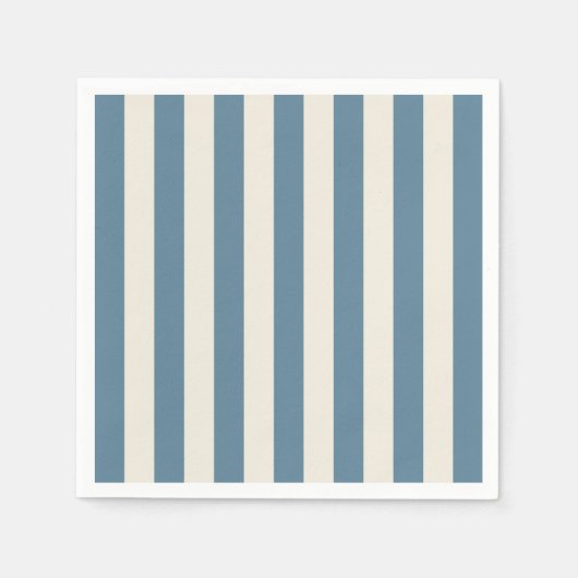 Serviette En Papier Rayures verticales bleues et crème (Devant)