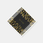 Serviette En Papier Rayures verticales noir et blanc points dorés en f (Coin)