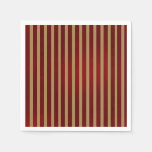 Serviette En Papier Rayures verticales rouges et dorées Motif rayé