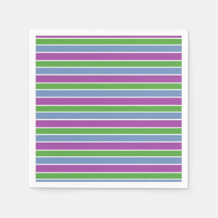 Serviette En Papier Rayures violettes/vertes/bleues