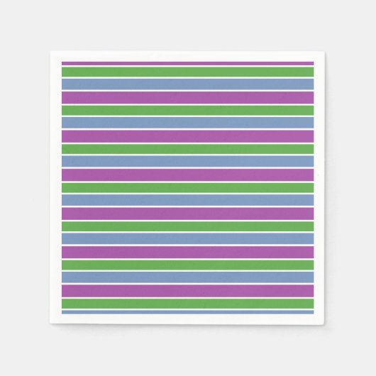 Serviette En Papier Rayures violettes/vertes/bleues (Devant)