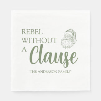 Serviette En Papier Rebel Without A Clause Christmas Santa Green