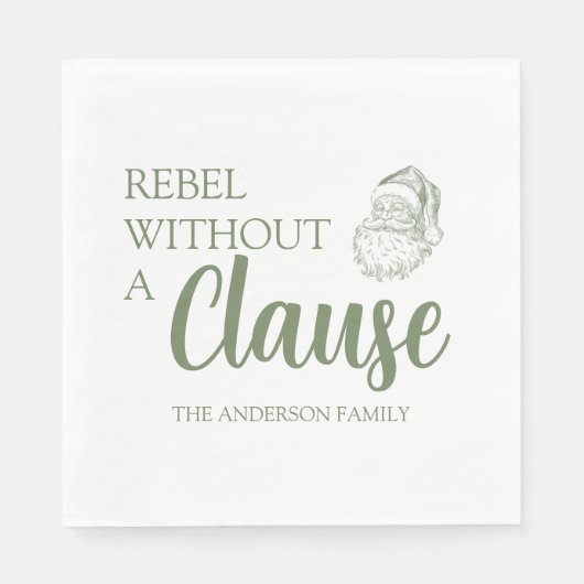 Serviette En Papier Rebel Without A Clause Christmas Santa Green (Devant)