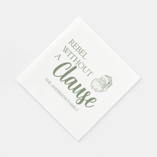 Serviette En Papier Rebel Without A Clause Christmas Santa Green (Coin)