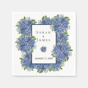 Serviette En Papier Réception de mariage à l'aquarelle avec hortensias