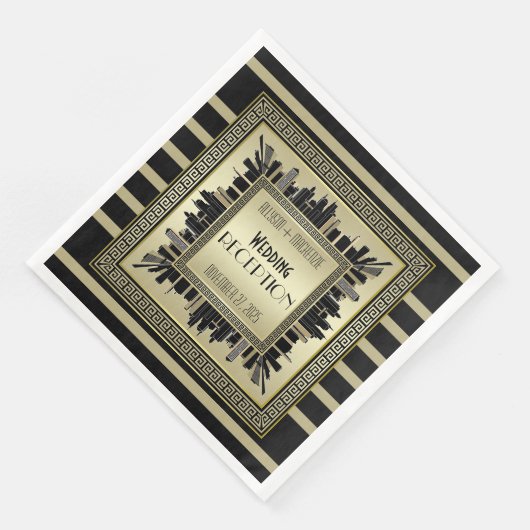 Serviette En Papier Réception de mariage Art déco Gatsby Champagne Gol (Coin)