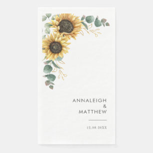 Serviette En Papier Réception de mariage au tournesol floral eucalyptu