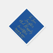 Serviette En Papier Réception de mariage avec script personnalisé bleu (Coin)