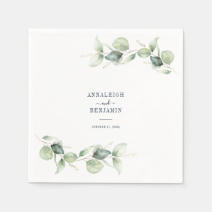 Serviette En Papier Réception de mariage avec verdure eucalyptus botan