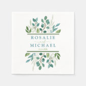 Serviette En Papier Réception de mariage dans la verdure botanique (Devant)