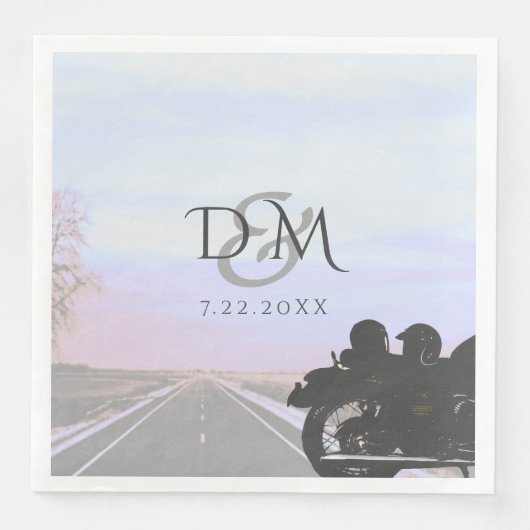 Serviette En Papier Réception de mariage de moto routières ouverte (Devant)