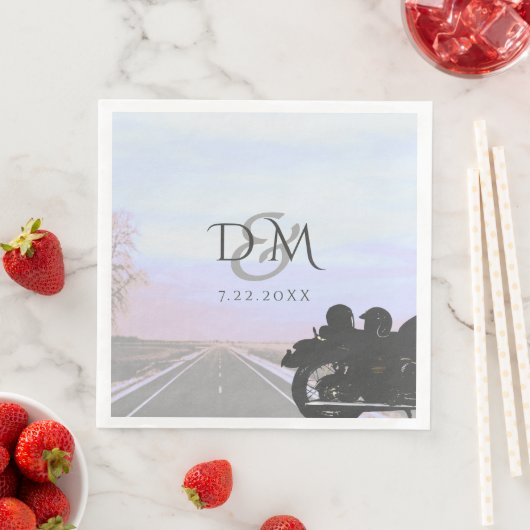 Serviette En Papier Réception de mariage de moto routières ouverte (En situation)