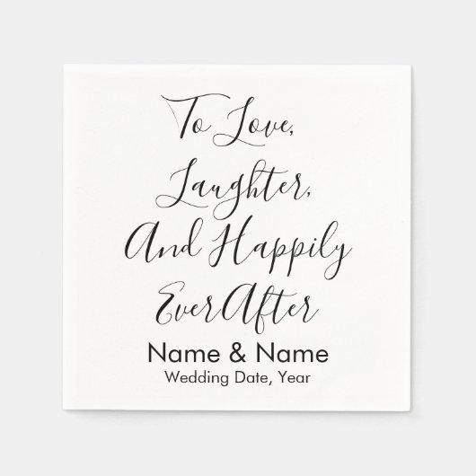 Serviette En Papier Réception De Mariage De Script Personnalisée Et Ch (Devant)