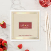 Serviette En Papier réception de mariage élégante beige & rouge (En situation)