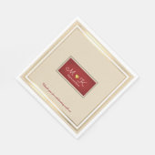 Serviette En Papier réception de mariage élégante beige & rouge (Coin)