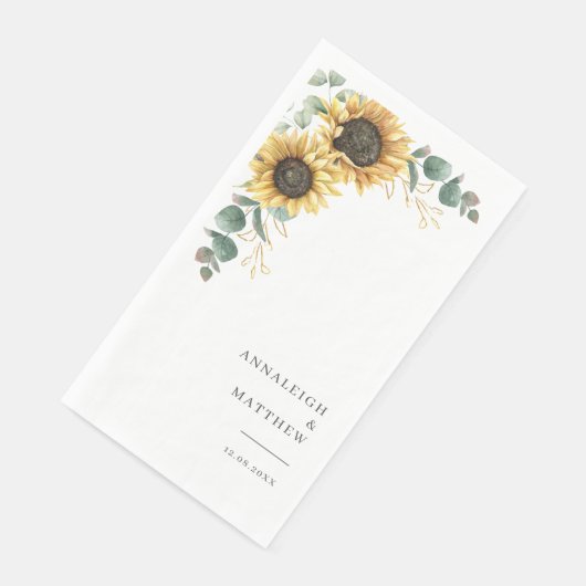 Serviette En Papier Réception de mariage floral Eucalyptus Tournesol (Coin)