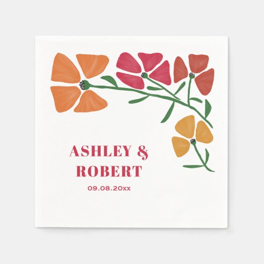 Serviette En Papier Réception de mariage floral Nouveau et lumineux (Devant)