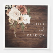 Serviette En Papier Réception de mariage florale en bois rustique boho (Devant)
